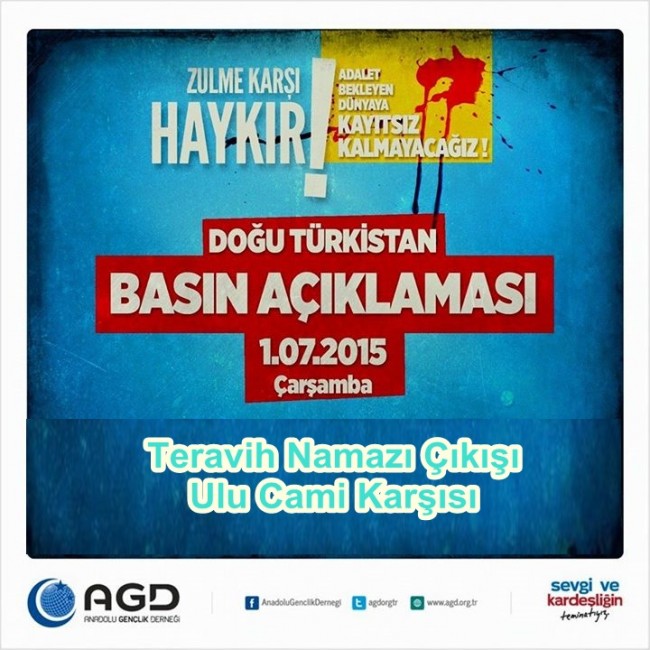 AGD Türkistan’da yapılan zulmü protesto edecek