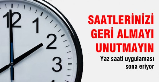 Pazar günü saatler geri alınıyor