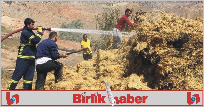 Aksaray’da çiftlikteki saman balyaları yandı