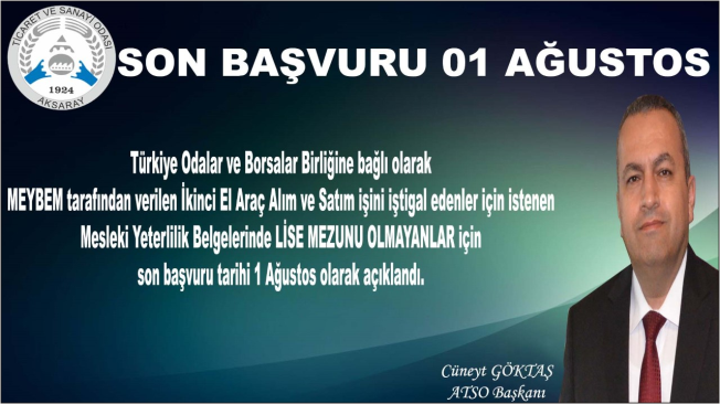 Mesleki Yeterlilik Belgesinde Son Tarih 1 Ağustos