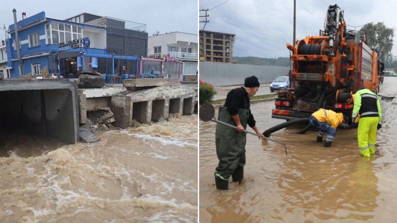 İzmir’de sağanak hayatı felç etti: Yollar çöktü, ev ve iş yerlerini su bastı