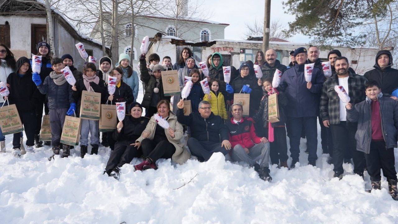 Vali Özarslan, çocuklarla kızak yaptı, kar topu oynadı