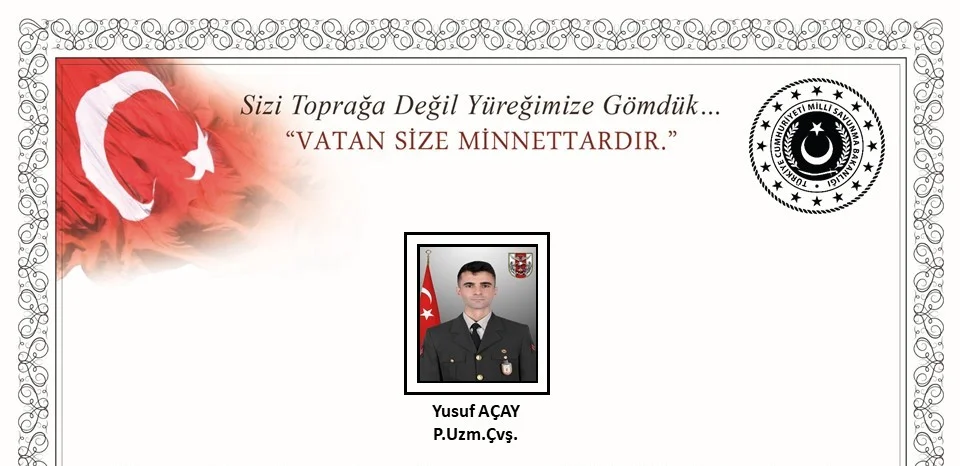 Ağrı’da askeri araç kazası: Piyade Uzman Çavuş Yusuf Açay şehit oldu