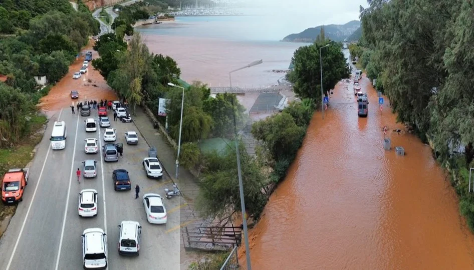 Kaş’ta sağanak alarmı: Cadde ve sokaklar suyla doldu