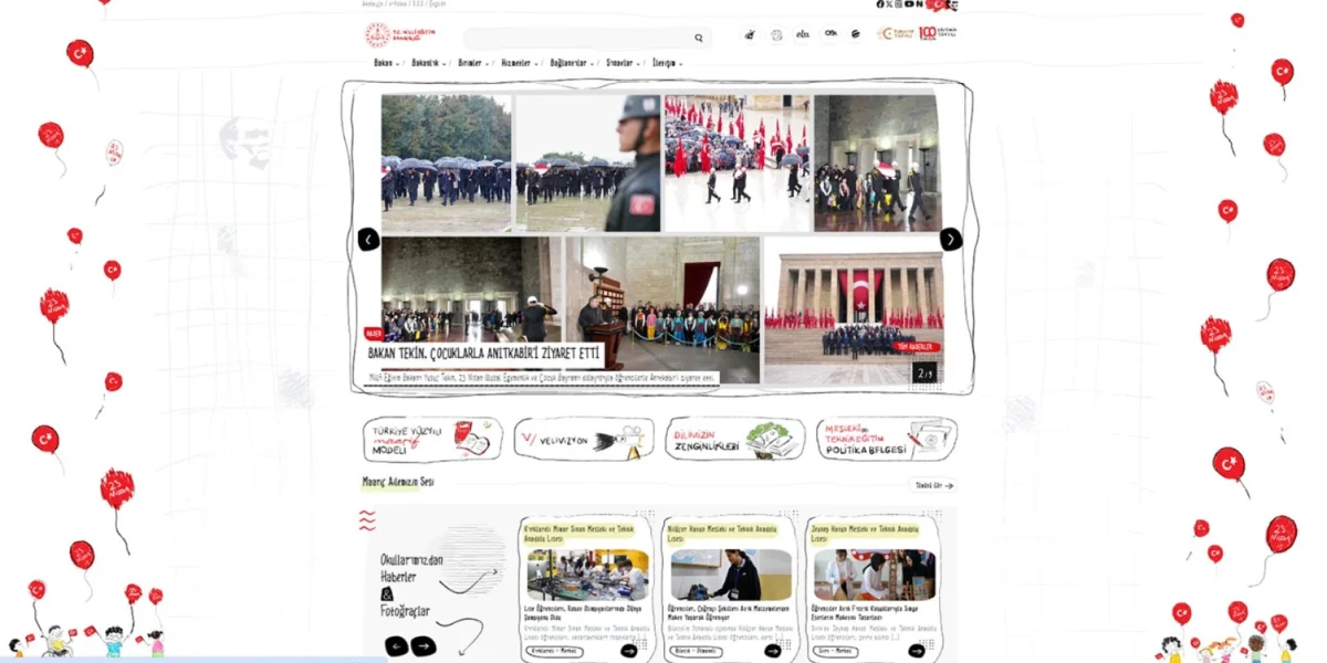 MEB’in internet sitesi 23 Nisan’a özel olarak çocuklar için yenilendi