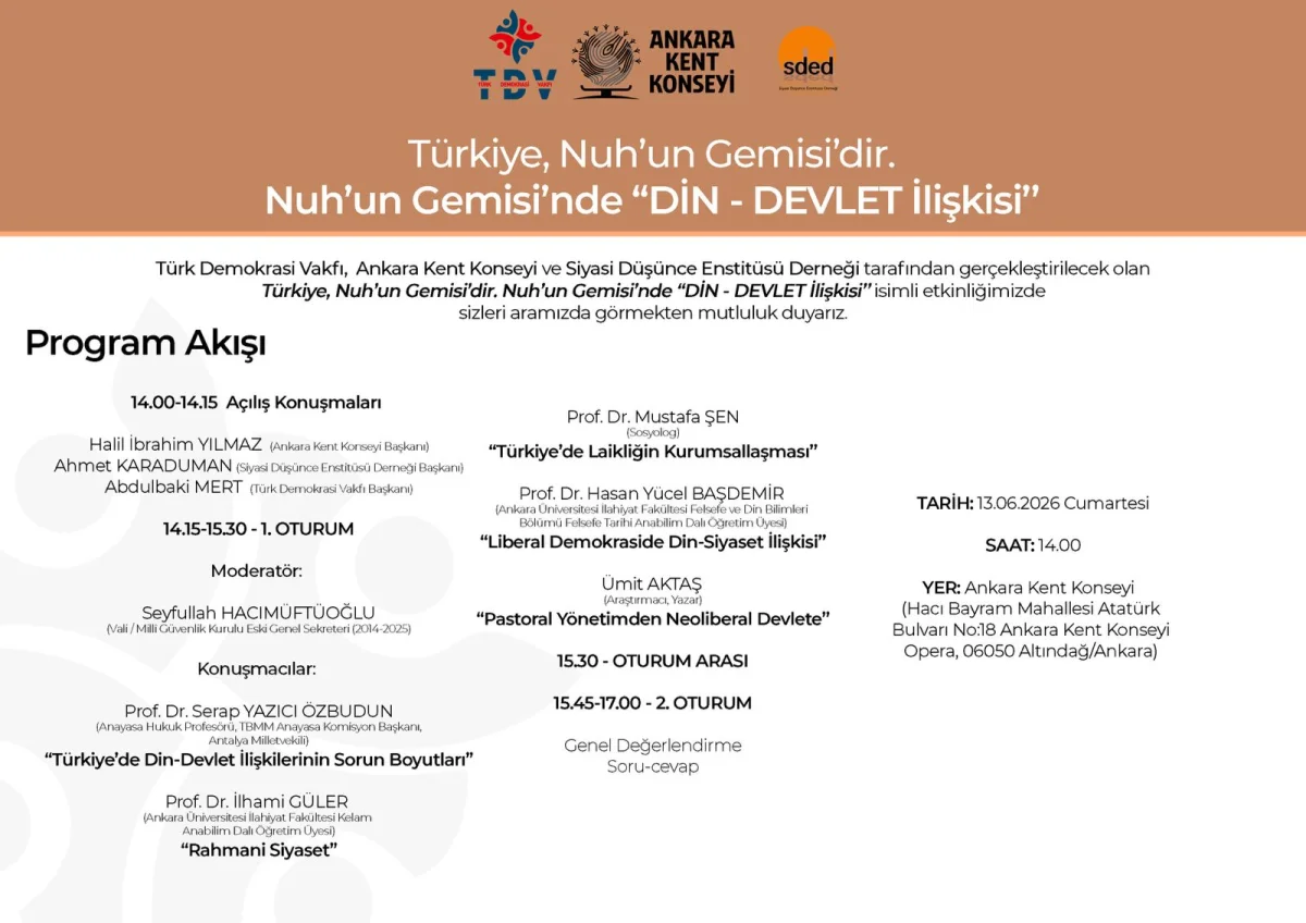 Ankara’da “Din-Devlet İlişkisi” paneli düzenlenecek