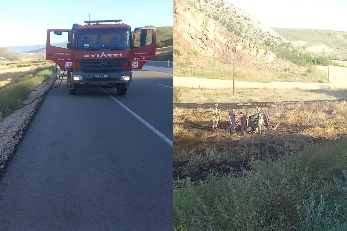 Ankara Nallıhan’da yanan araçtan mucize kurtuluş