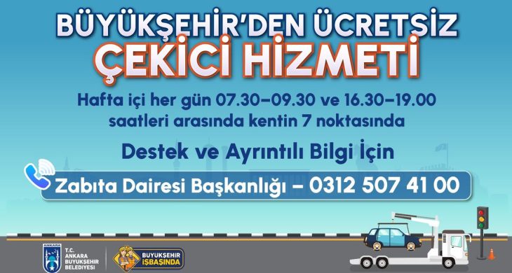 Ankara Büyükşehir Belediyesinden çekici hizmeti