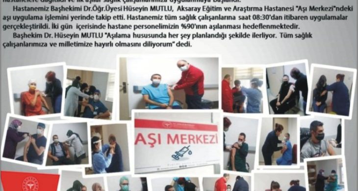 Aksaray’da sağlık çalışanları aşılanmaya başladı