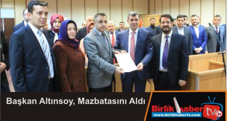 Başkan Altınsoy, Mazbatasını Aldı