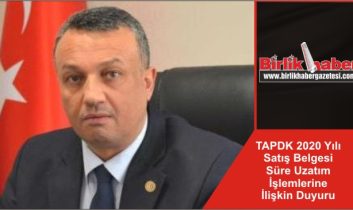 TAPDK 2020 Yılı Satış Belgesi  Süre Uzatım İşlemlerine İlişkin Duyuru