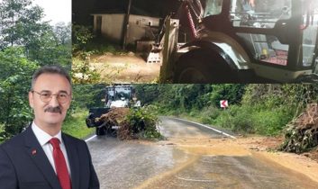 Şalpazarı genelinde şiddetli yağışlar heyelanlara neden oldu