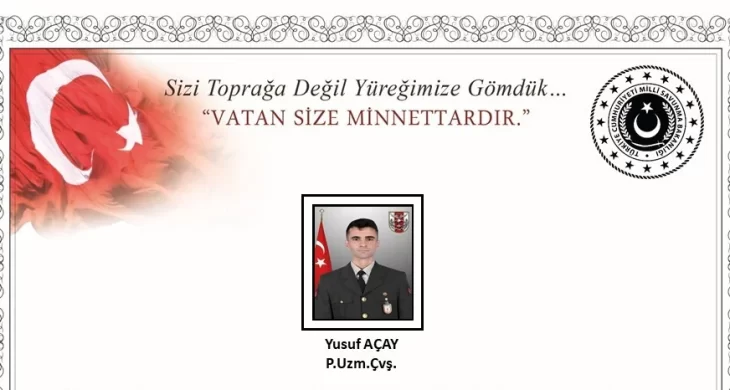Ağrı’da askeri araç kazası: Piyade Uzman Çavuş Yusuf Açay şehit oldu