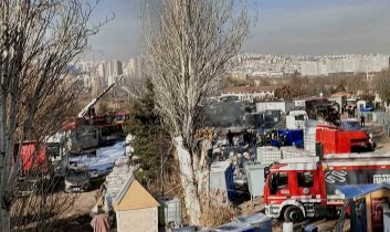 Ankara Emniyet Yenimahalle yediemin otoparkında yangın çıktı