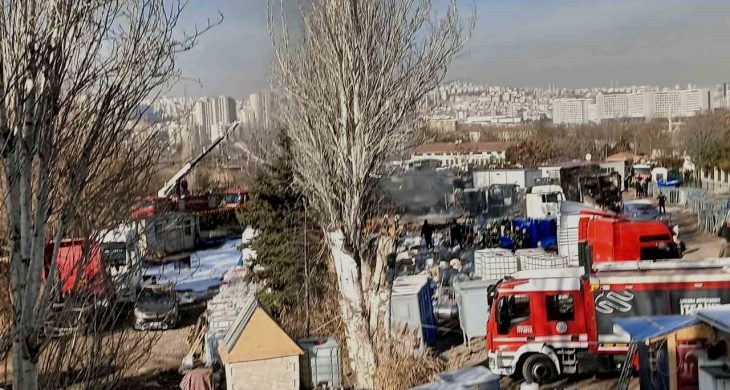 Ankara Emniyet Yenimahalle yediemin otoparkında yangın çıktı