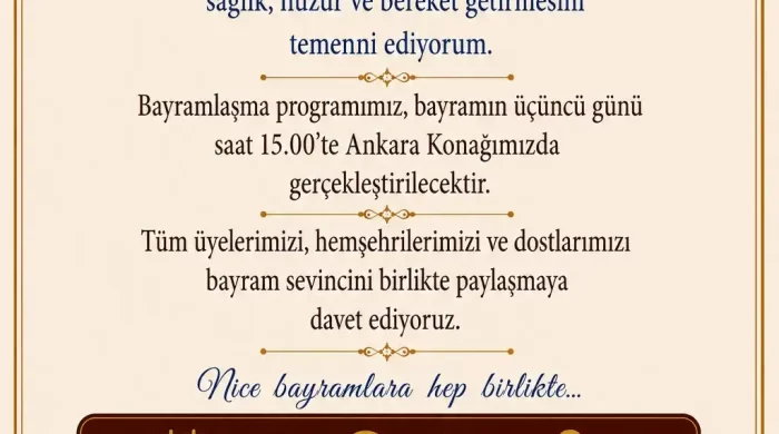 Ankara Kulübü’nden Geleneksel Bayramlaşma programı daveti