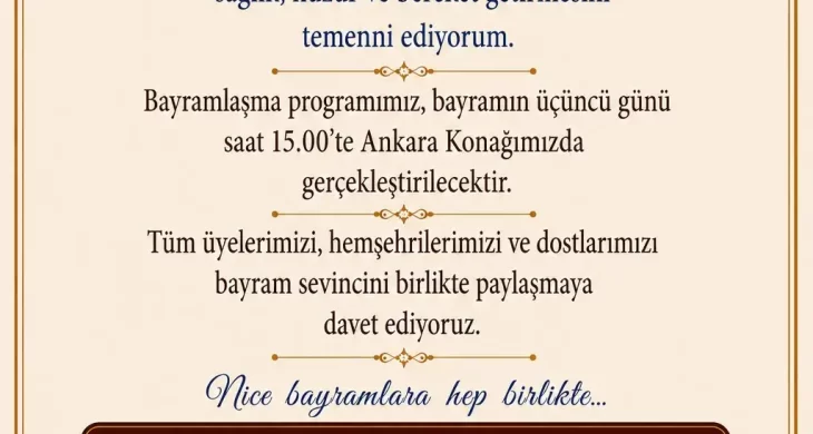 Ankara Kulübü’nden Geleneksel Bayramlaşma programı daveti