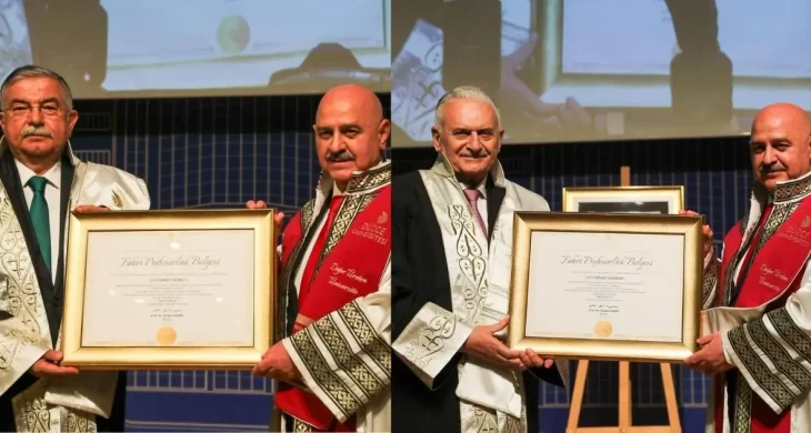 Binali Yıldırım ile İsmet Yılmaz için Düzce’de “Fahri Profesörlük” tevcih töreni düzenlendi
