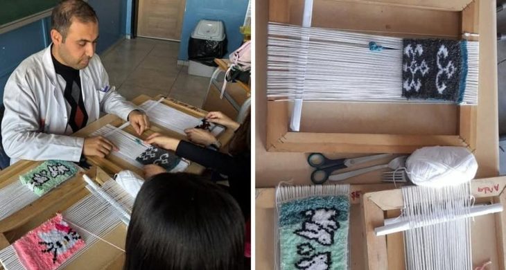 Kars 15 Temmuz Şehitler Anadolu Lisesinde halı dokuma sanatı yeniden canlanıyor