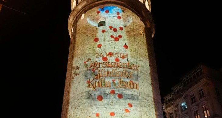 Galata Kulesi’nde 24 Kasım’a özel Öğretmenler Günü gösterisi