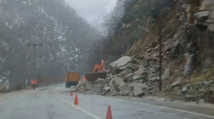 Gümüşhane-Giresun yolunda iki farklı noktada heyelan