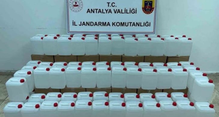Antalya’da 500 litre kaçak alkol ele geçirildi