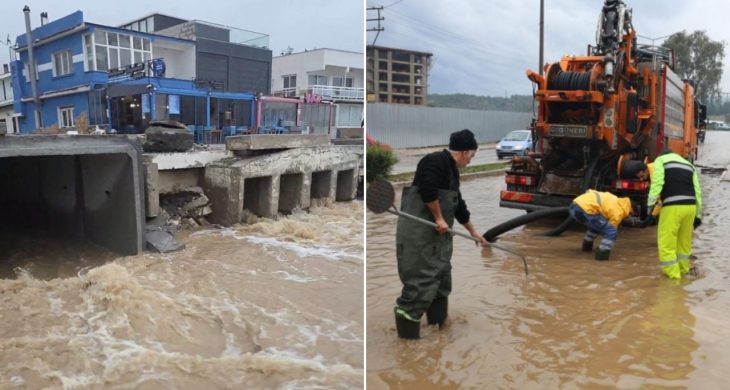 İzmir’de sağanak hayatı felç etti: Yollar çöktü, ev ve iş yerlerini su bastı
