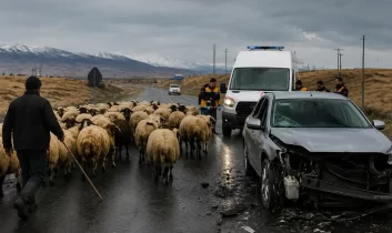 Kars’ta koyun sürüsü kazaya davetiye çıkardı: 3 yaralı