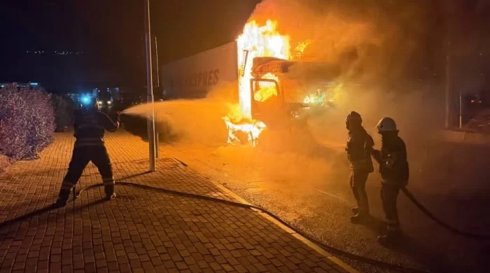 Hatay’da tır alevlere teslim oldu