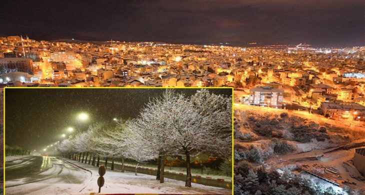 Uşak’ta mevsimin ilk karı: Kent beyaza büründü