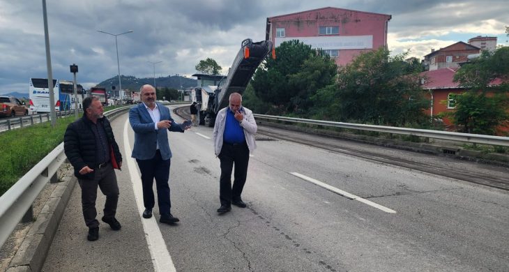 Karadeniz sahil yolu piraziz geçişi yeniden asfaltlanıyor