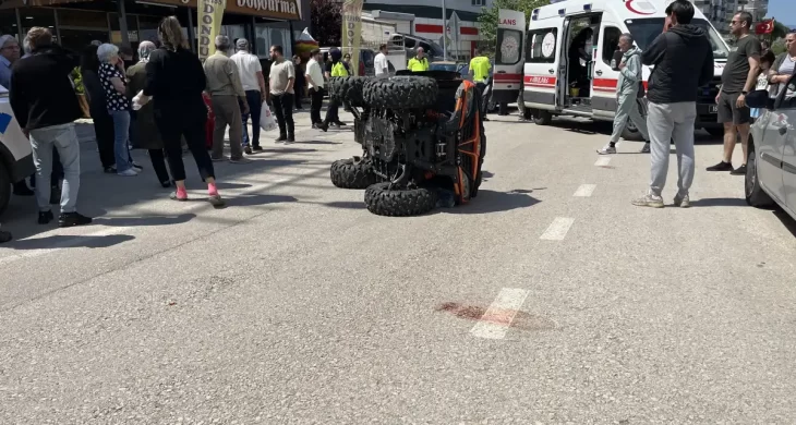 Mudanya’da korkutan ATV kazası: 4 Kişi yaralandı, o anlar kamerada