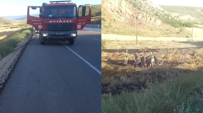 Ankara Nallıhan’da yanan araçtan mucize kurtuluş