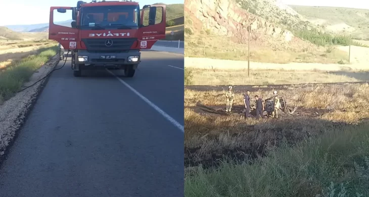 Ankara Nallıhan’da yanan araçtan mucize kurtuluş