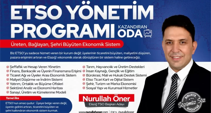 Nurullah Öner’den ETSO için ekonomik dönüşüm vizyonu