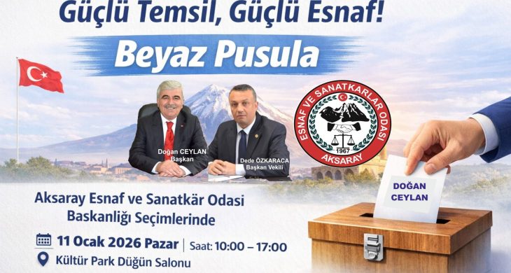 Aksaray Esnaf ve Sanatkârlar Odası Genel Kurulu 11 Ocak’ta Yapılacak
