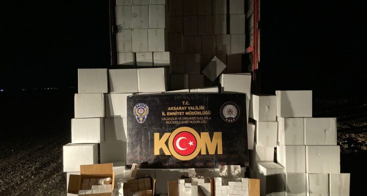 Aksaray’da bandrolsüz boş makaron ele geçirildi