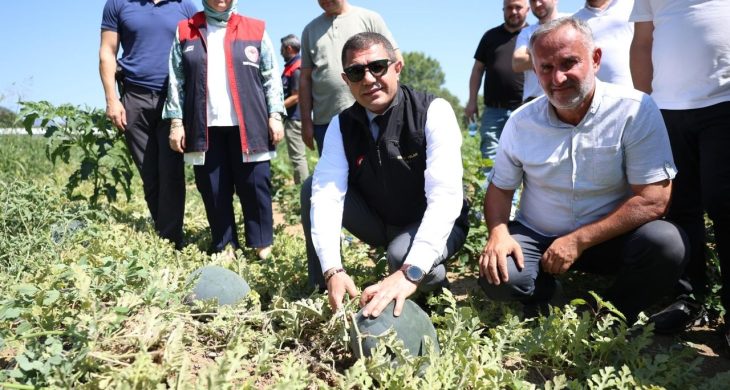 Düzce Valisi Aslan karpuz üreticisini tebrik etti