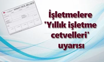 Yıllık İşletme Cetveli gönderme zorunluluğu hakkında önemli duyuru